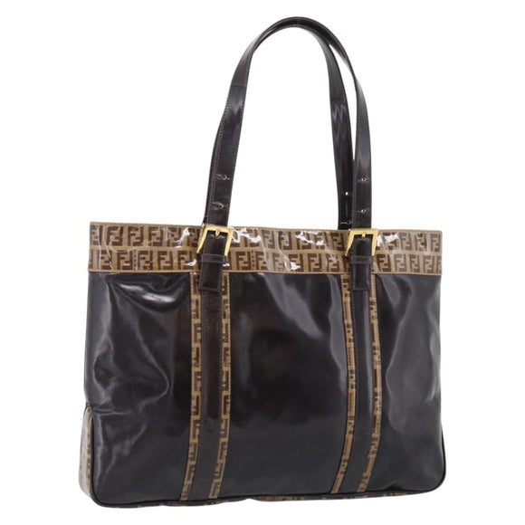 FENDI Zucchino Canvas Tote Bag Coated Canvas Beige Gold Auth 213066