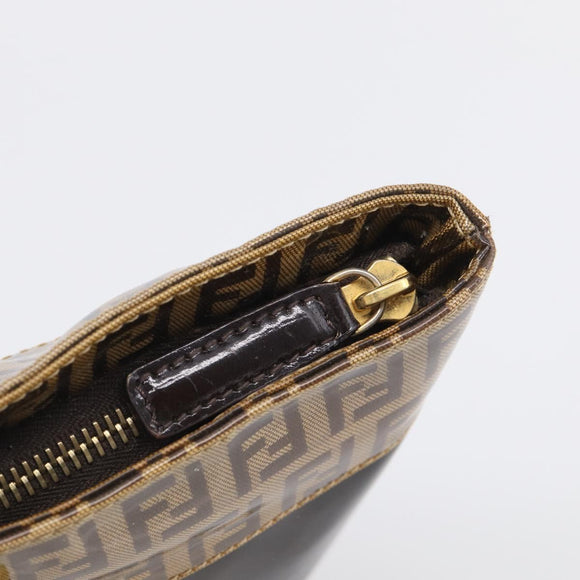 FENDI Zucchino Canvas Tote Bag Coated Canvas Beige Gold Auth 213066