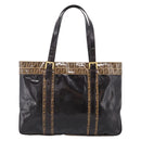FENDI Zucchino Canvas Tote Bag Coated Canvas Beige Gold Auth 213066-2