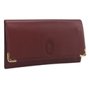 Cartier Must Line Clutch Bag Leather Bordeaux Gold Auth 213069A-1