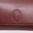 Cartier Must Line Clutch Bag Leather Bordeaux Gold Auth 213069A-12