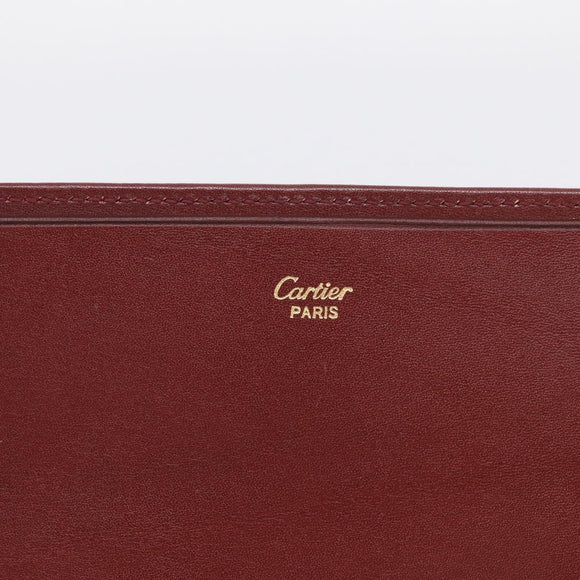 Cartier Must Line Clutch Bag Leather Bordeaux Gold Auth 213069A