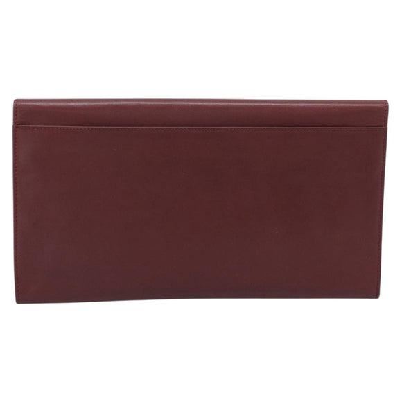 Cartier Must Line Clutch Bag Leather Bordeaux Gold Auth 213069A