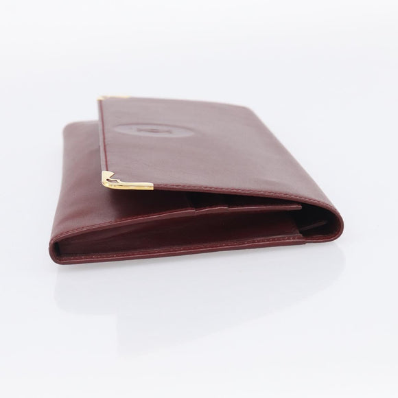 Cartier Must Line Clutch Bag Leather Bordeaux Gold Auth 213069A
