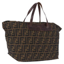 FENDI Zucca Canvas Hand Bag Black Brown Auth 213070-1