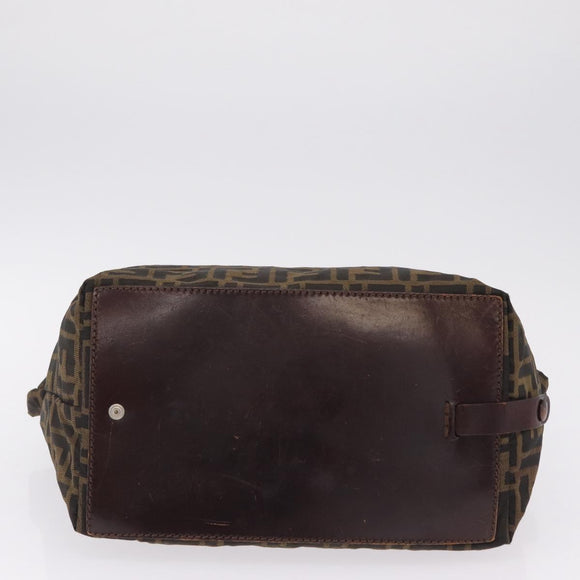 FENDI Zucca Canvas Hand Bag Black Brown Auth 213070