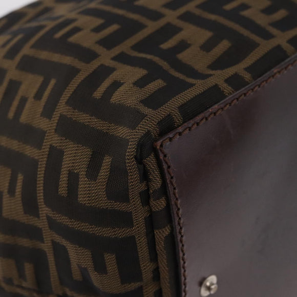 FENDI Zucca Canvas Hand Bag Black Brown Auth 213070