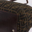 FENDI Zucca Canvas Hand Bag Black Brown Auth 213070-15