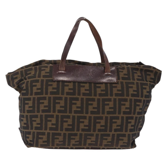 FENDI Zucca Canvas Hand Bag Black Brown Auth 213070
