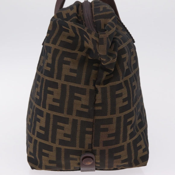 FENDI Zucca Canvas Hand Bag Black Brown Auth 213070