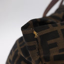FENDI Zucca Canvas Hand Bag Black Brown Auth 213070-6