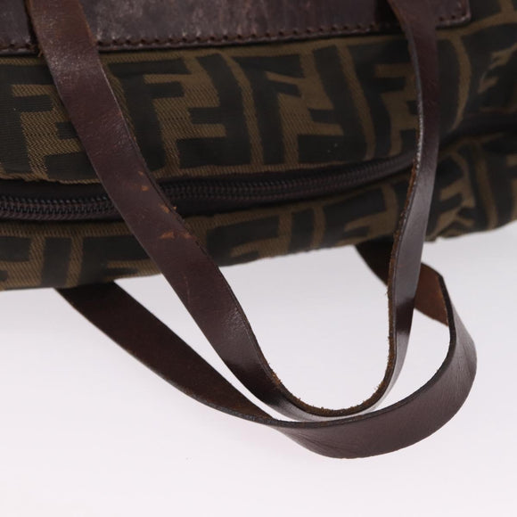 FENDI Zucca Canvas Hand Bag Black Brown Auth 213070