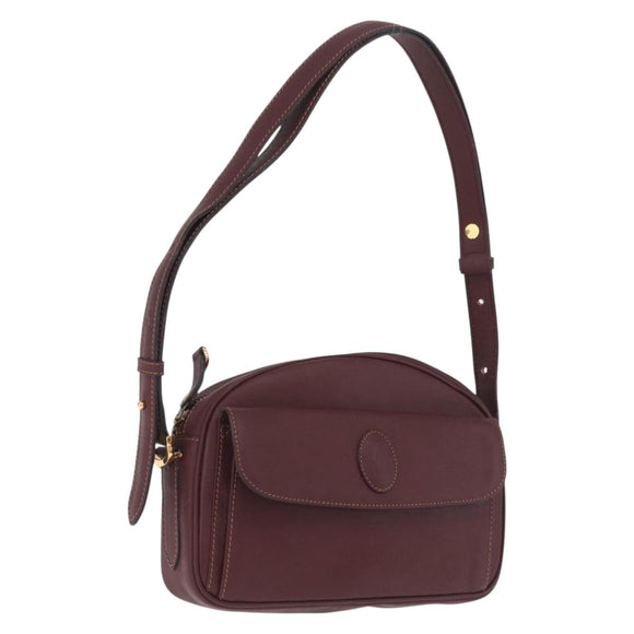 Cartier Must Line Shoulder Bag Leather Bordeaux Gold Auth 213073A