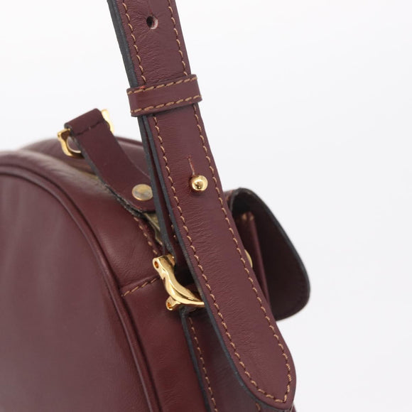Cartier Must Line Shoulder Bag Leather Bordeaux Gold Auth 213073A