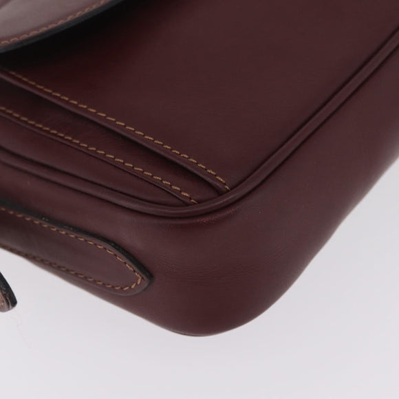 Cartier Must Line Shoulder Bag Leather Bordeaux Gold Auth 213073A