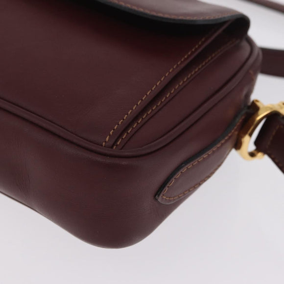 Cartier Must Line Shoulder Bag Leather Bordeaux Gold Auth 213073A