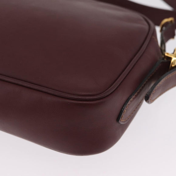 Cartier Must Line Shoulder Bag Leather Bordeaux Gold Auth 213073A