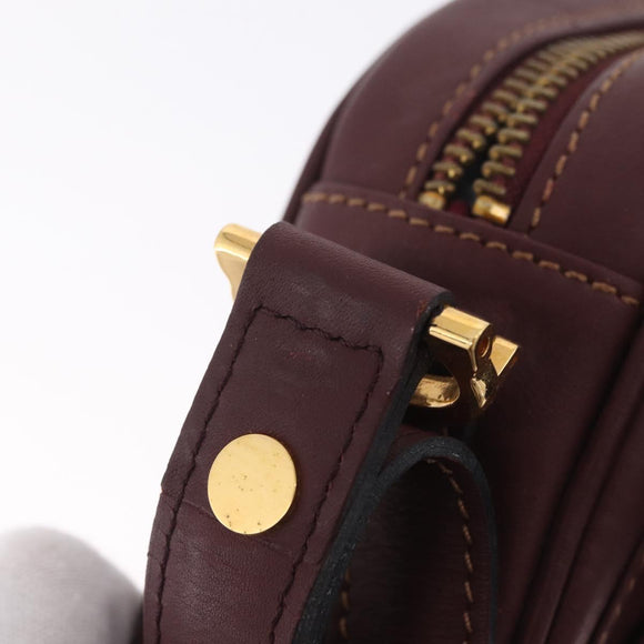 Cartier Must Line Shoulder Bag Leather Bordeaux Gold Auth 213073A