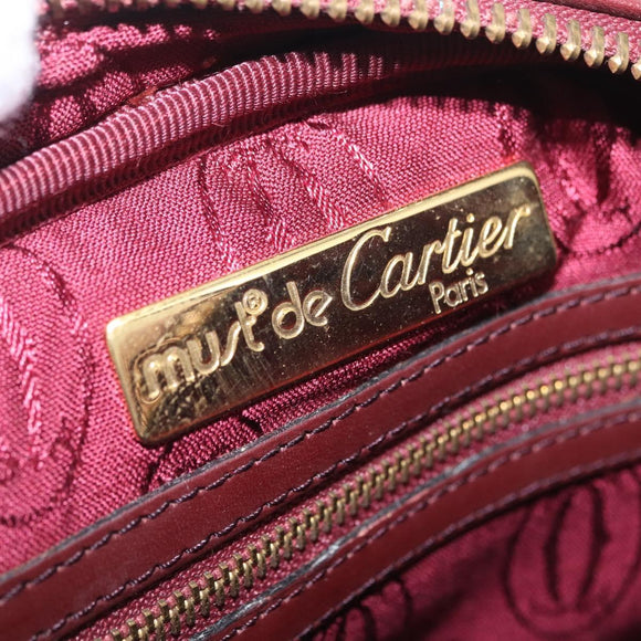 Cartier Must Line Shoulder Bag Leather Bordeaux Gold Auth 213073A