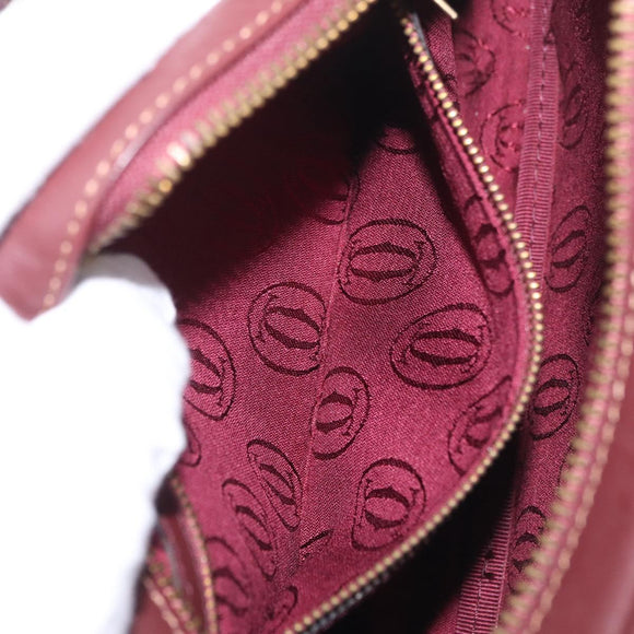 Cartier Must Line Shoulder Bag Leather Bordeaux Gold Auth 213073A