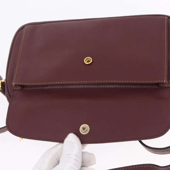 Cartier Must Line Shoulder Bag Leather Bordeaux Gold Auth 213073A