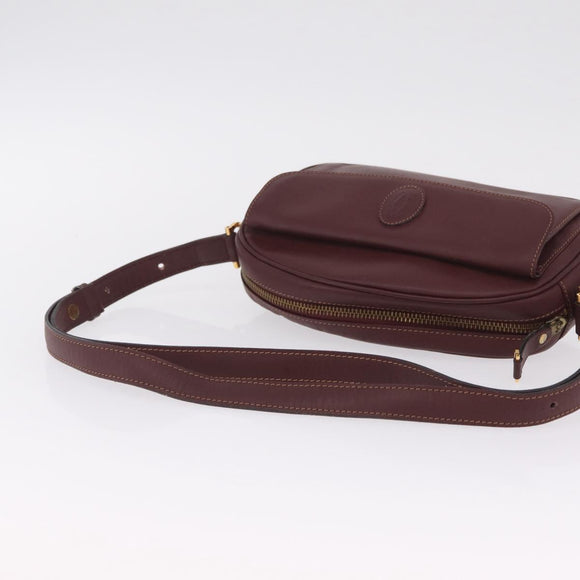 Cartier Must Line Shoulder Bag Leather Bordeaux Gold Auth 213073A