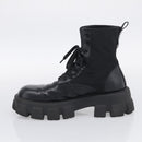 PRADA Combat Boots Brushed leather 45 Black Auth 213075-17