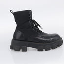 PRADA Combat Boots Brushed leather 45 Black Auth 213075-18