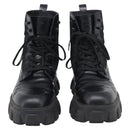 PRADA Combat Boots Brushed leather 45 Black Auth 213075-2