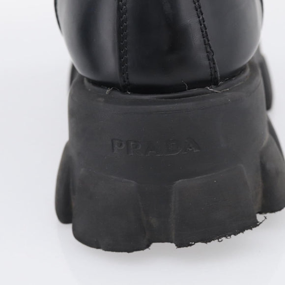 PRADA Combat Boots Brushed leather 45 Black Auth 213075