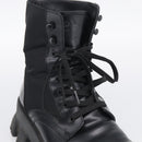 PRADA Combat Boots Brushed leather 45 Black Auth 213075-26