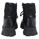 PRADA Combat Boots Brushed leather 45 Black Auth 213075-3