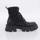 PRADA Combat Boots Brushed leather 45 Black Auth 213075-4