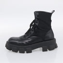 PRADA Combat Boots Brushed leather 45 Black Auth 213075-5