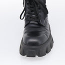 PRADA Combat Boots Brushed leather 45 Black Auth 213075-6