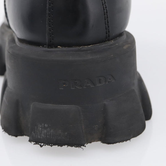 PRADA Combat Boots Brushed leather 45 Black Auth 213075