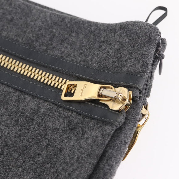 CHANEL Gancini Skirt Wool 38 Gray CC Auth 213077M