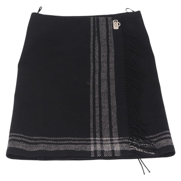 CHANEL Gancini Skirt Cotton Black CC Auth 213078M