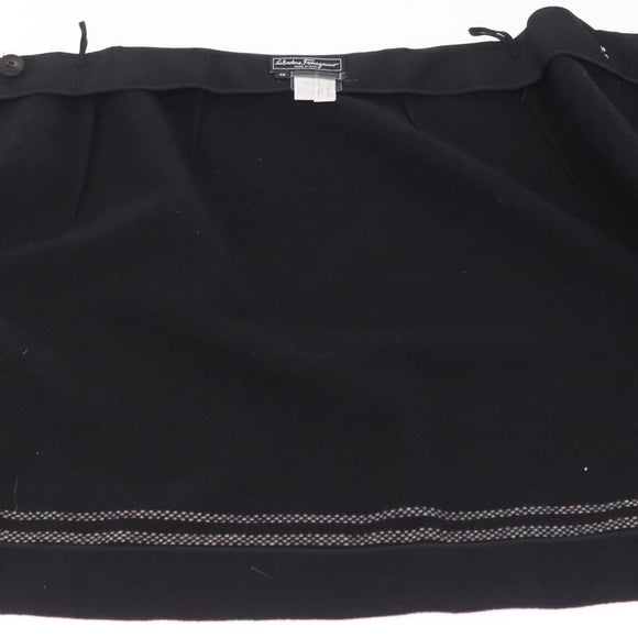 CHANEL Gancini Skirt Cotton Black CC Auth 213078M
