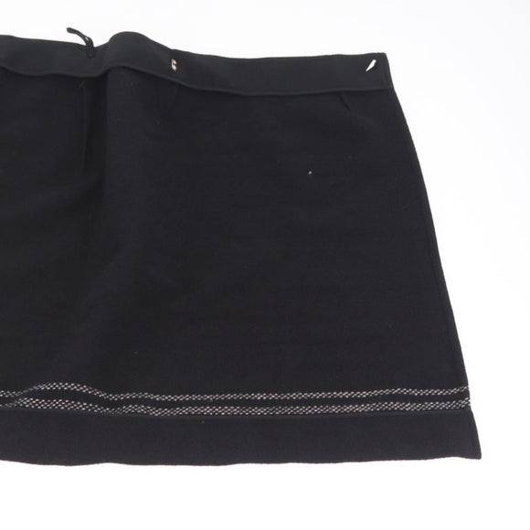 CHANEL Gancini Skirt Cotton Black CC Auth 213078M