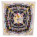 HERMES Carre 90 Scarf ""Petite main"" Silk White Blue Auth 213081-1