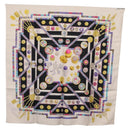 HERMES Carre 90 Scarf ""Petite main"" Silk White Blue Auth 213081-14