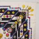 HERMES Carre 90 Scarf ""Petite main"" Silk White Blue Auth 213081-4