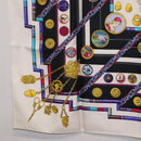 HERMES Carre 90 Scarf ""Petite main"" Silk White Blue Auth 213081-8