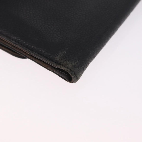 CHANEL Bifold Wallet Caviar Skin Black Gold CC Auth 213086