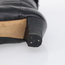 CHANEL Long Boots Leather 38 Black CC Auth 213130-12
