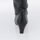 CHANEL Long Boots Leather 38 Black CC Auth 213130-20