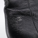 CHANEL Long Boots Leather 38 Black CC Auth 213130-21