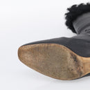 CHANEL Long Boots Leather 38 Black CC Auth 213130-23