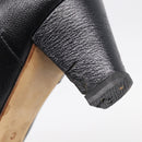 CHANEL Long Boots Leather 38 Black CC Auth 213130-26